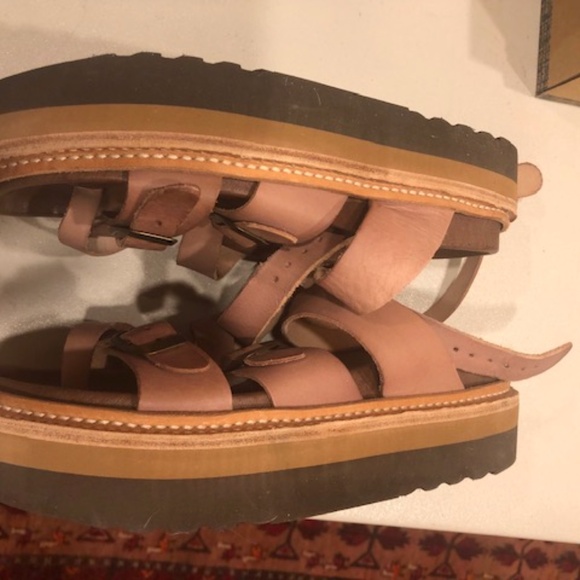 Free People Shoes - Jeffrey Campbell x Free People Marina 6 Tan Leather Strappy Platform